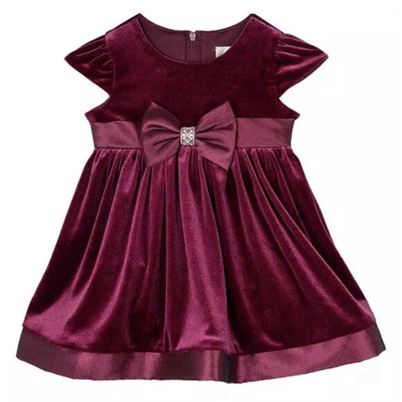 NWT's Rare Editions 18M Burgundy Special Occasion Dress - Picture 2 of 8